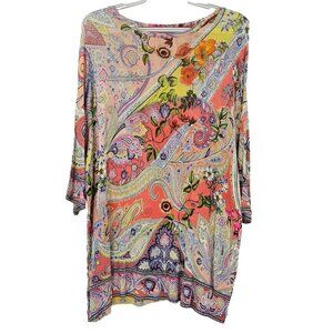Etro Floral Paisley Knit Top Multicolor Women’s Size S Dolman Sleeves Preppy